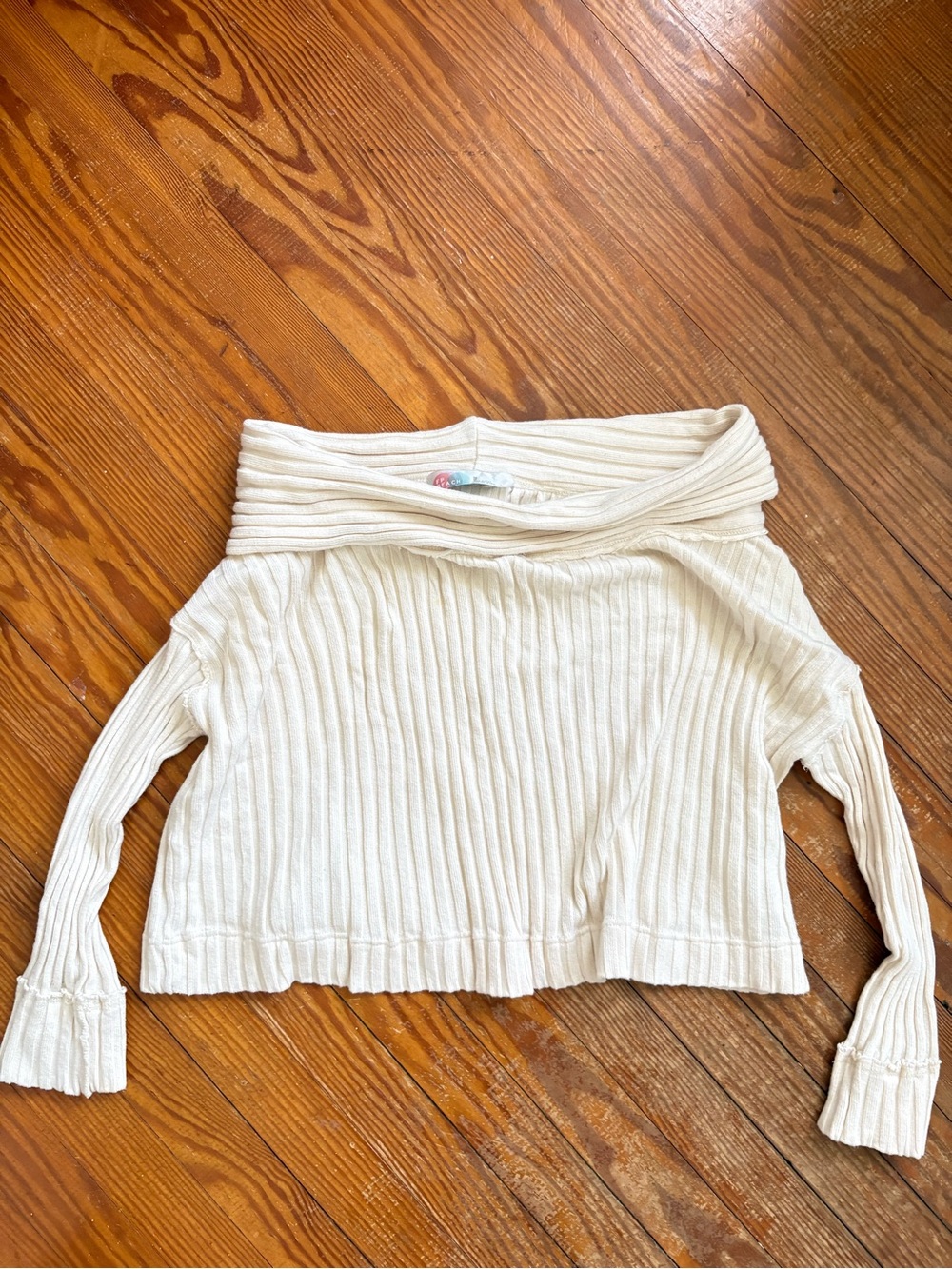 Free People Off-Shoulder Ribbed Sweater - Cream